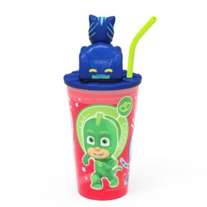 PJ Masks Catboy 15oz Plastic Cup With Lid And Straw Red/Blue - Zak Designs