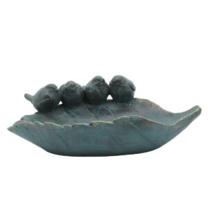 13" Resin Four Birds on Leaf Feeder Gray - Sagebrook Home