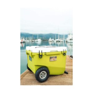 RovR RollR High Quality Portable Bear Proof Rolling Outside Insulated Icebox Cooler with Convenient Travel Wheels, 60 Quart, Moss Green