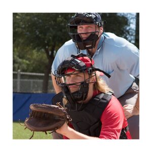 Champion Sports Adult Umpire Catcher Baseball Face Mask with Extended Throat and Ear Guard, Durable Metal Frame, and Adjustable Harness, Black