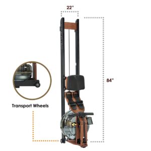 First Degree Fitness Viking II Black Reserve Indoor Rowing Machine, Black/Brown