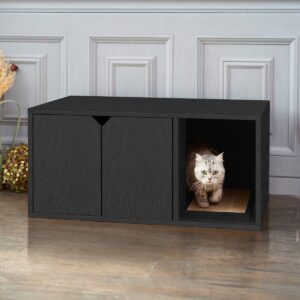 Way Basics Eco Cat Litter Box Enclosure - Black Wood Grain