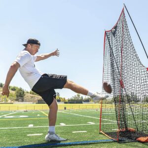 GoSports Football 7 x 4 Sideline Training Foldable Kicking Net for Placekickers and Punters with Travel Case and Weighted Sandbags