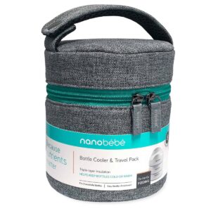 Nanobebe Compact Triple-Insulated Bottle Cooler & Travel Bag with Ice Pack - Gray - 30qt