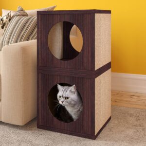 Way Basics Eco Cube Cat Scratcher - S/M - Espresso Brown