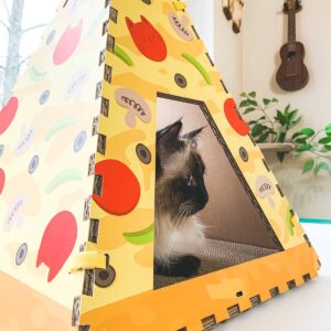 Quirky Kitty Pizza Cardboard Cat Scratch House