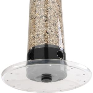 Droll Yankees 5 Pound Capacity 28 Inches Tall Yankee Tipper Squirrel Proof Bird Feeder with Weight Sensitive Tray for Ground Feeding Birds, Black
