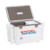 Engel 19 Quart Fishing Rod Holder Attachment Insulated Dry Box Ice Cooler with Stain/Odor-Resistant Surface and Shoulder Strap, White