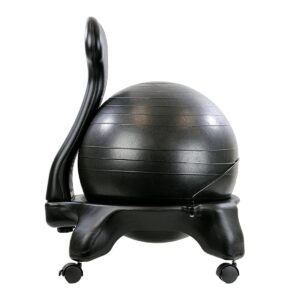 CanDo 30-1792 Ergonomic 20 Inch Plastic Exercise Ball Chair with Removable Back and Gliding Caster Wheels, Black