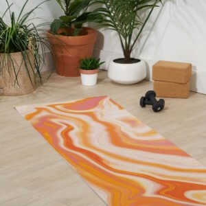 Sunshinecanteen Orange Marble (6mm) 24" x 70" Yoga Mat - Society6