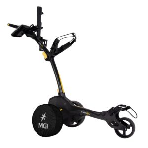MGI Zip X1 Electric Golf Push Cart Swivel Wheel Caddie with Accessories, Black