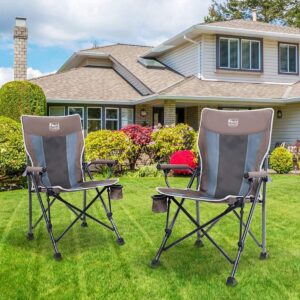 Timber Ridge Indoor Outdoor Portable Lightweight Folding Camping High Back Lounge Chair w/ Cup Holder & Carry Bag for Hiking, Beach, and Patio, Earth