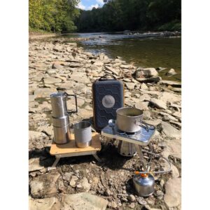 nCamp K2G Basic 5 Piece Compact Cooking Stove, Prep Surface Board, Cafe, and Case Outdoor Camping Set Bundle