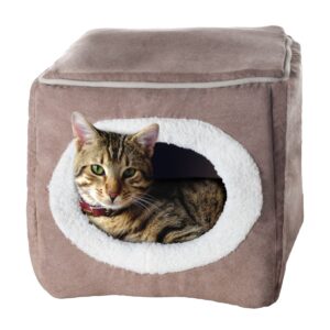 Pet Pal Cozy Cave Enclosed Cube Pet Bed - Light Coffee