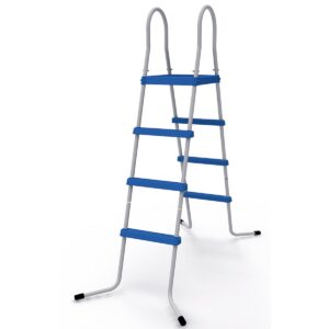 JLeisure 48 Inch 3 Step with Platform A Frame Deck Heavy Duty Metal Steel Frame Outdoor Backyard Above Ground Swimming Pool Ladder (2 Pack)