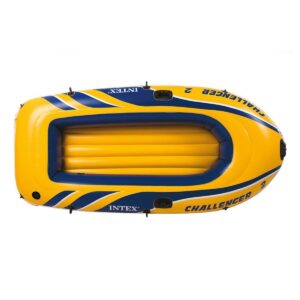 Intex Challenger 2 Inflatable Raft Set & 2 Transom Mount 8 Speed Trolling Motors