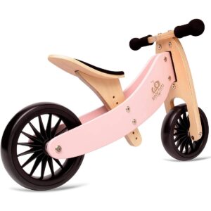 Kinderfeets Children's Riding Toy Bundle with Black Adjustable Sport Toddler/Kids Bike Helmet and Tiny Tot PLUS 2-in-1 Balance Bike and Tricycle, Rose