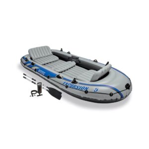Intex Excursion Inflatable Raft Set with 2 Oars & 2 Eight Speed Trolling Motors