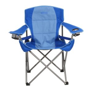Kamp-Rite KAMPCC016 Outdoor Camping Folding Chair with Lumbar Support & Cupholders, 2 Tone Blue