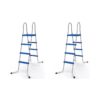 JLeisure 48 Inch 3 Step with Platform A Frame Deck Heavy Duty Metal Steel Frame Outdoor Backyard Above Ground Swimming Pool Ladder (2 Pack)