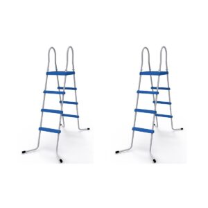 JLeisure 48 Inch 3 Step with Platform A Frame Deck Heavy Duty Metal Steel Frame Outdoor Backyard Above Ground Swimming Pool Ladder (2 Pack)