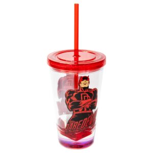 Just Funky OFFICIAL Daredevil Tumbler With Straw | Feat. Dardevil's Hero Pose | Holds 18 OZ