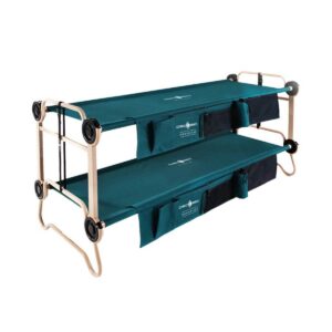 Disc-O-Bed Large Cam-O-Bunk Benchable Bunked Double Cot with Organizers, Green