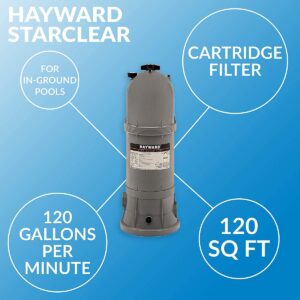 Hayward W3C12002 120 Square Feet StarClear Plus Outdoor In Ground Swimming Pool Cartridge Filter with Rapid Release Air Valve and Single Locking Knob