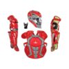All-Star Sports S7 Axis Ages 9 to 12 Protective Baseball Catchers Gear Set with Mask Helmet, Chest Protector, and Leg Guards, Scarlet