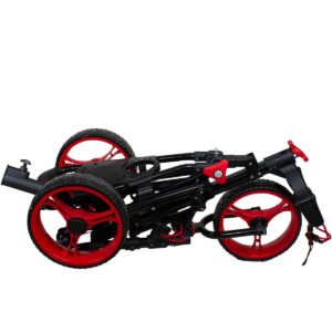 Northlight 48" Black and Red Easy Folding 3 Wheel Golf Bag Push Cart