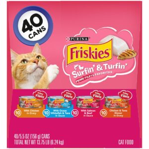 Purina Friskies Prime Filets Surfin' & Turfin' Favorites Wet Cat Food - 5.5oz/40ct Variety Pack