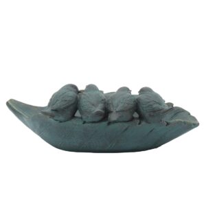 13" Resin Four Birds on Leaf Feeder Gray - Sagebrook Home
