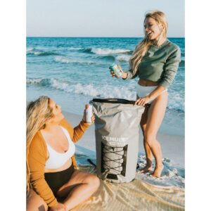 IceMule 1015-TB Pro XLarge Collapsible Portable Soft Sided Roll Top 33 Liter 24 Can Lightweight Insulated Waterproof Leak Proof Backpack Cooler Bag