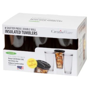 CreativeWare 22oz Acrylic Insulated Tumblers with Lid - Set of 6