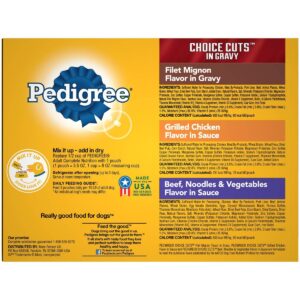 Pedigree Pouch Choice Cuts In Gravy Wet Dog Food Beef, Grilled Chicken & Filet Mignon - 3.5oz/18ct Variety Pack