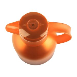 Emsa Samba 34 Ounce Quick Press Vacuum Insulated Thermal Jug Coffee Carafe Pitcher Server, Translucent Orange