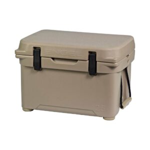 Engel 25 High Performance 5.28 Gallon 24 Can Roto Molded Ice Chest Cooler, Tan