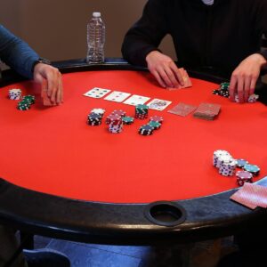 6-Player Round Folding Poker Table - Sunnydaze Decor