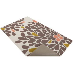 Drymate Dog and Cat Feeding Placemat - Floral Brown & Coral