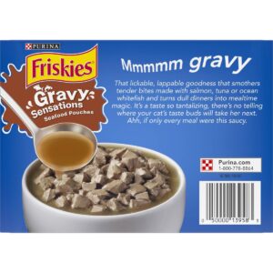 Purina Friskies Gravy Sensations Wet Cat Food Seafood Pouches with Tuna, Salmon & Whitefish - 3oz/12ct Variety Pack