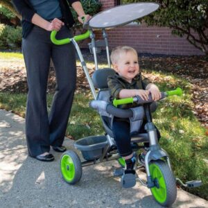 Malmo 4 in 1 Parent Push-Handle Kids Tricycle Stroller for Children, Infants, and Toddlers Ages 1.5 to 3 Years with Removable Canopy & Storage, Green