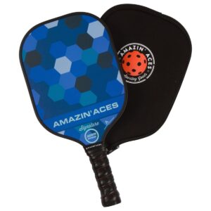 Amazin Aces Signature Pickleball Set with 2 Graphite Face Paddles, 4 Balls, Paddle Covers, and Carry Bag, Blue and Green