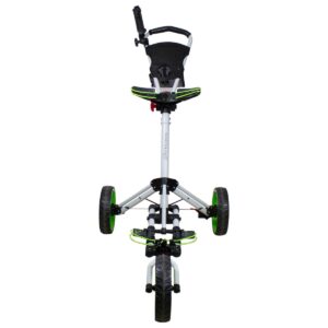 Northlight 48" White and Green Easy Folding 3 Wheel Golf Bag Push Cart