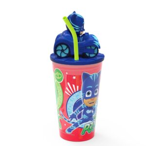 PJ Masks Catboy 15oz Plastic Cup With Lid And Straw Red/Blue - Zak Designs
