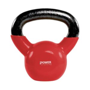 Power Systems Premium Vinyl Covered Cast Iron Kettlebell Prime Home Gym Exercise Weight Training Accessory, 10 Pounds, Red