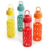 Gibson Home Rainbow Cool 4 Pack 20 Ounce Single Wall Glass Hydration Bottle Set