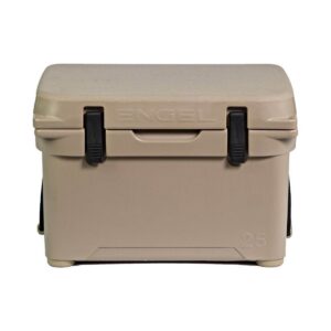 Engel 25 High Performance 5.28 Gallon 24 Can Roto Molded Ice Chest Cooler, Tan