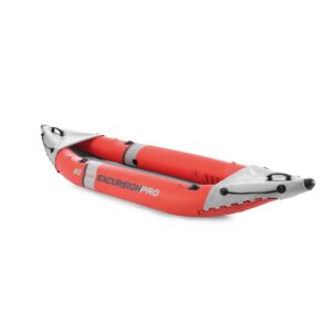 Intex 68303EP Excursion Pro Single Person Inflatable Vinyl Fishing Kayak Set with Aluminum Oar and High Output Pump for Lakes, Rivers and Ocean, Red