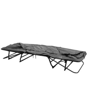 Kamp-Rite Original 1 Person Grey Easy Setup Tent Cot Folding Bed Bundle with Valuables Storage Bag