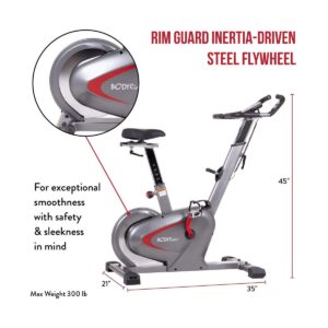Body Flex Sports Body Rider BCY6000 Indoor Upright Exercise Bike with Curve Crank Technology, Rear Drive Flywheel, and Heart Rate Monitor System